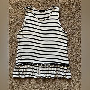Kim & Cami Sleeveless Stripe Ruffle Bottom Top ~ Size L